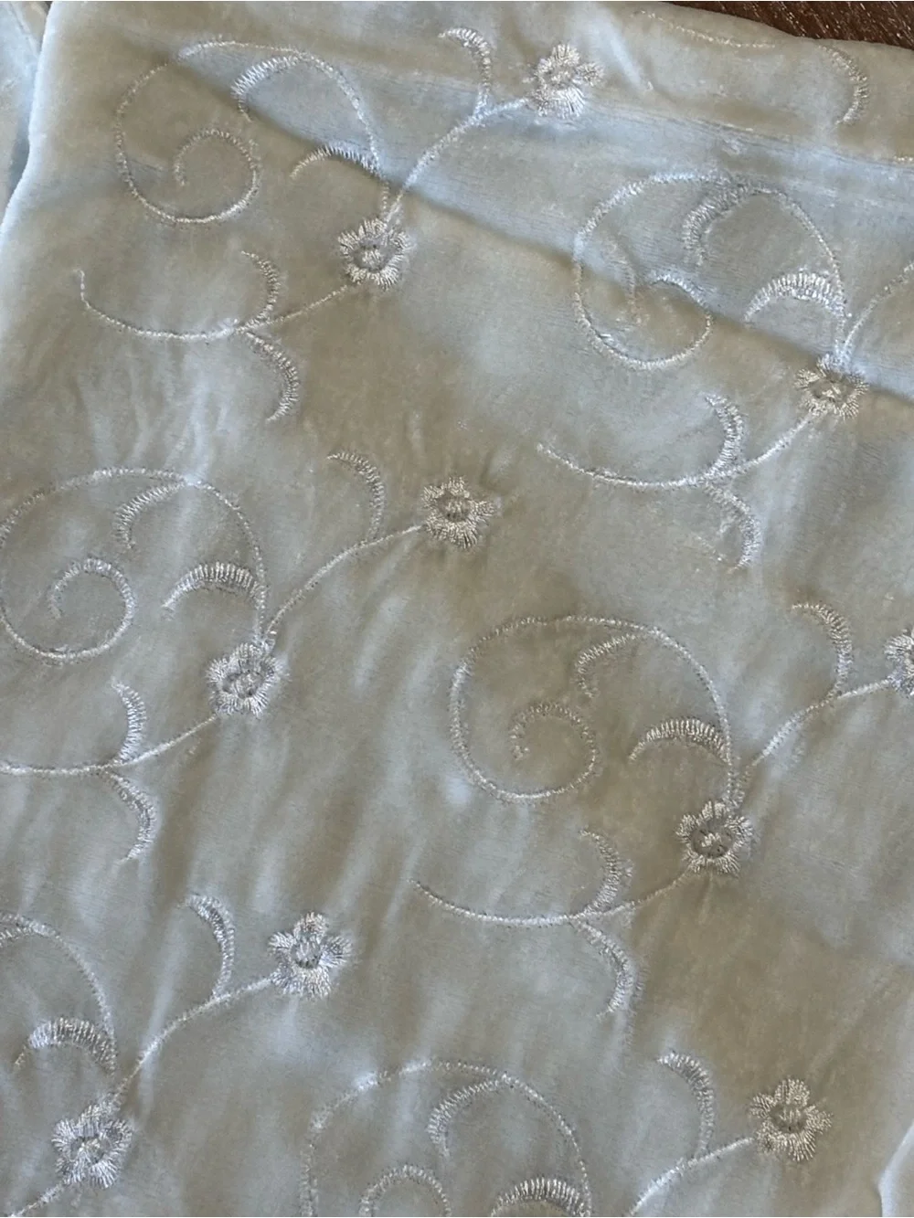 Lord & Taylor Scarf Intricate Floral Embroidery Silk Velvet Burnout Style